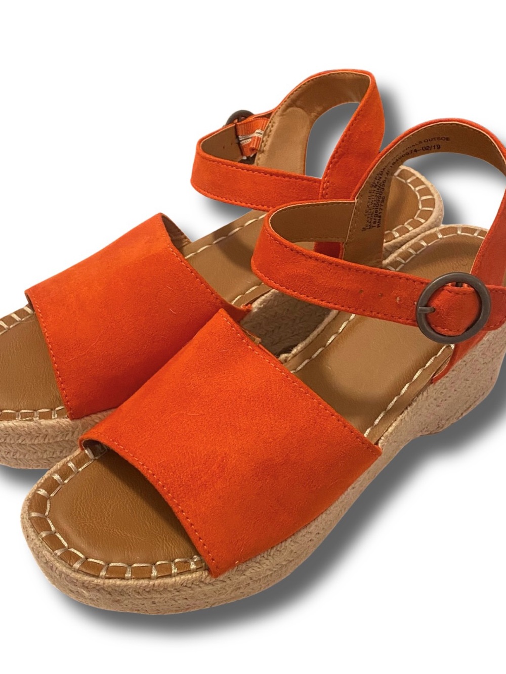 Universal Thread Orange Suede Espadrille Wedge Sandals with Buckle Ankle Strap 9